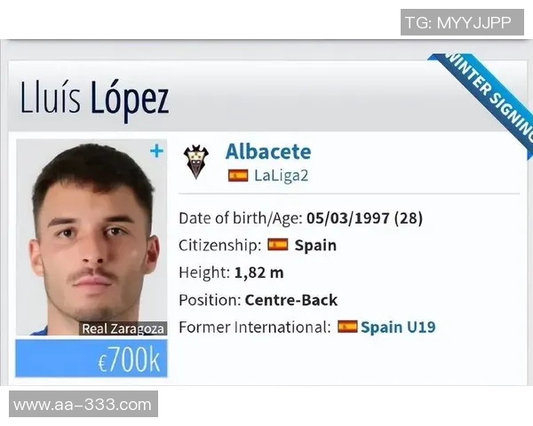 山东泰山中卫路易斯洛佩斯正式加盟西乙阿尔瓦赛特球队